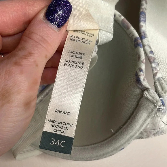 NEW Lucky Brand floral super soft comfy underwire adjustable strap bra size 34C - Picture 8 of 10